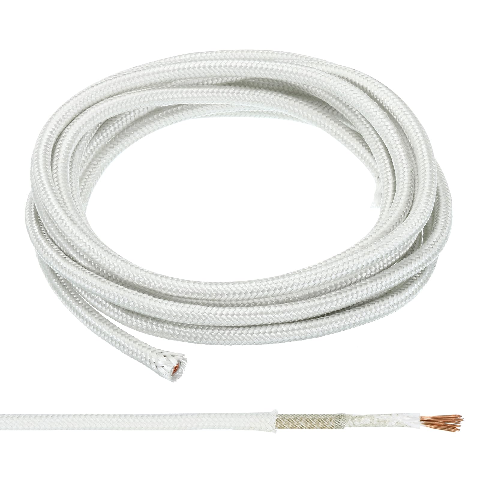 PATIKIL 9.8Ft 9AWG High Temperature Wire, -60-350 Degrees Celsius Mica Glass Fiber Electronic Wire Insulated Heat Resistant Electronical Flexible Cable for Lamp Boiler Heater, White
