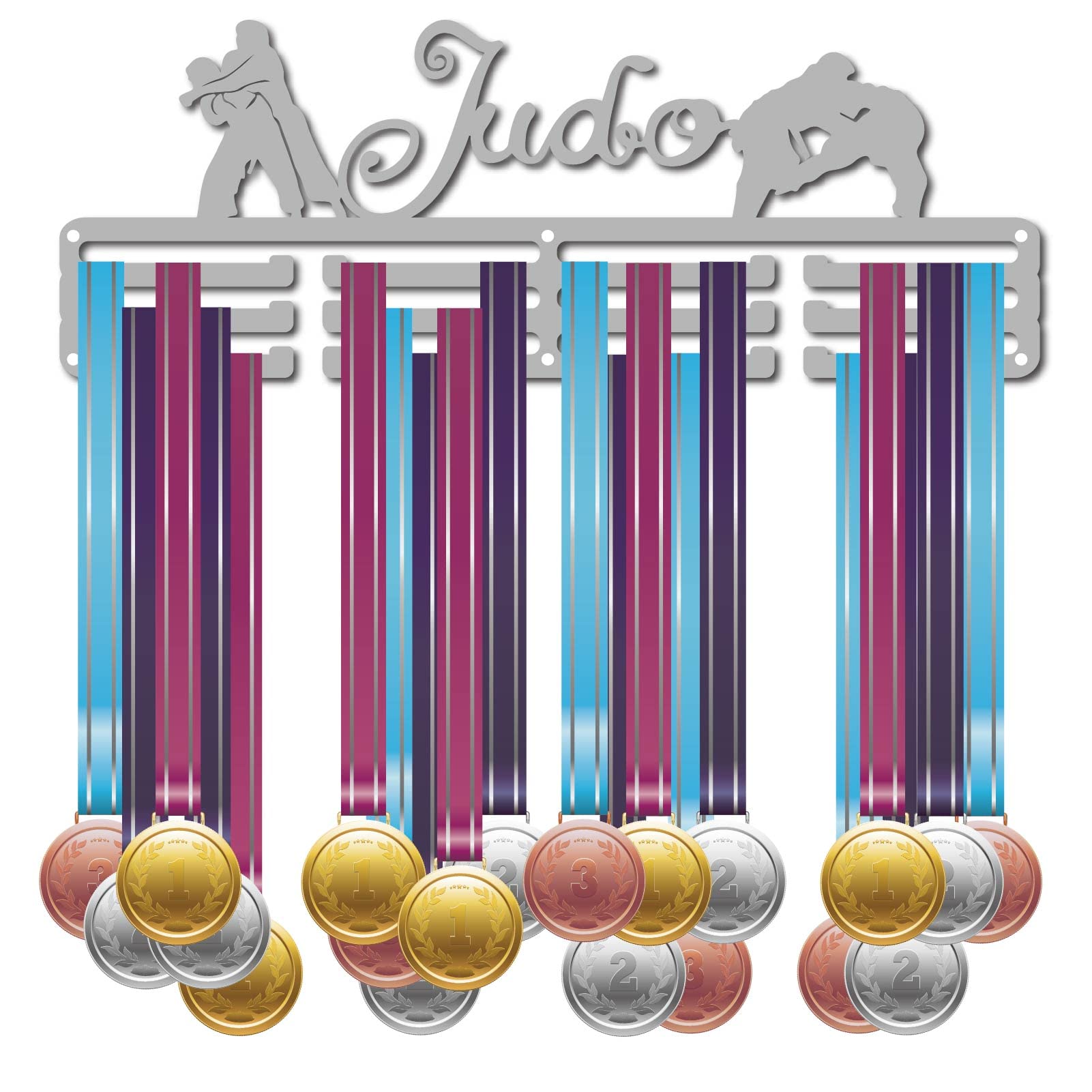 CREATCABIN Medal Holder Judo Medal Hanger Sport DisplayHanger Rack Awards Metal Lanyard Sturdy Wall Mounted Swimmer Runner Athletes Players Gymnastics Girls Gift Over 60 Medals