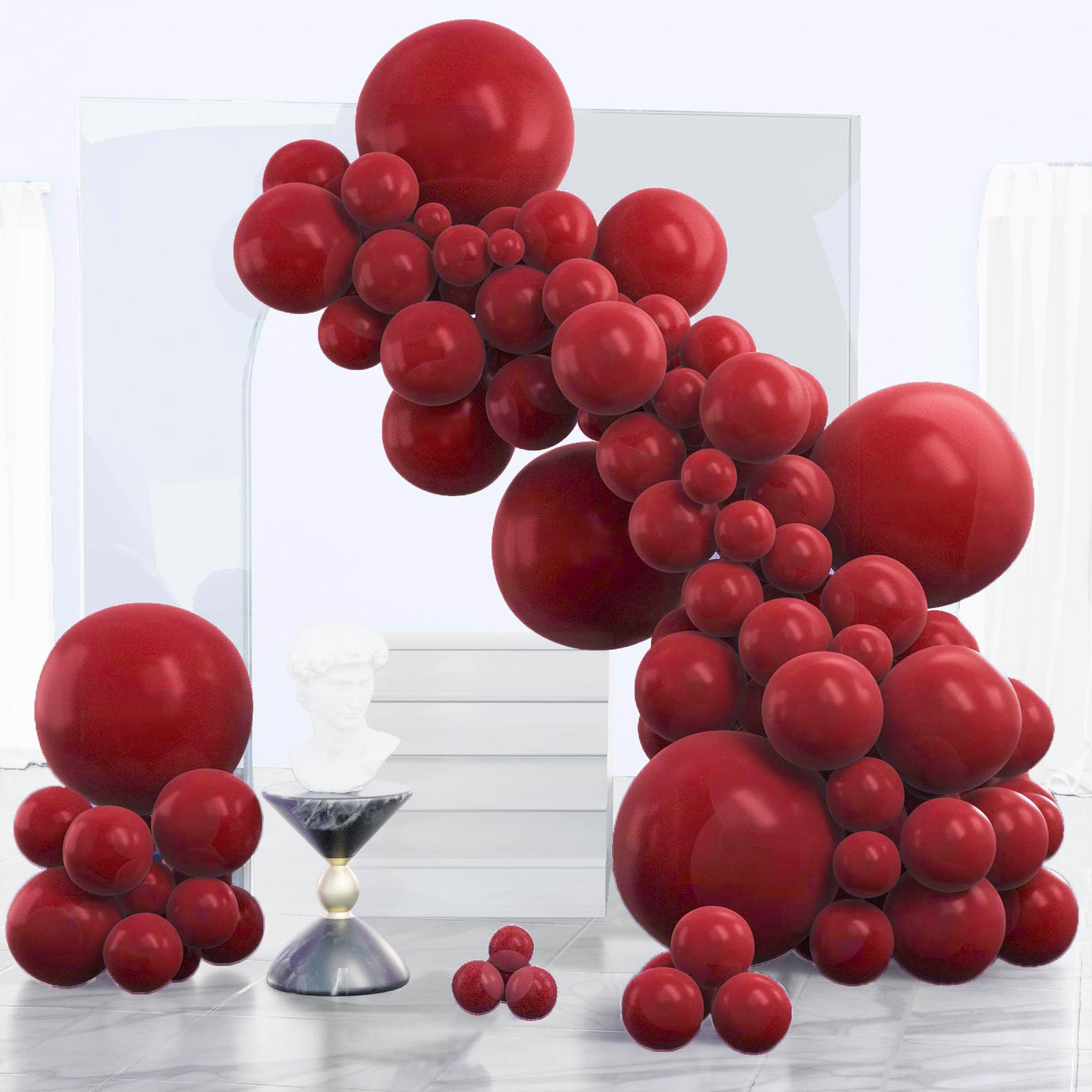 Photo 1 of PartyWoo Burgundy Balloons 140 pcs Different Sizes Pack of 18 12 10 5 Inch Dark Red Maroon Fall Balloon Arch Kit Garland for Graduation Thanksgiving Valentine's Day Birthday Party Decorations Red-Y62