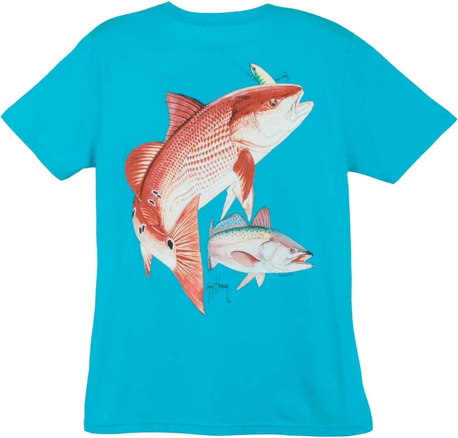 Guy Harvey Women's Redfish Seatrout TShirt (Small, Caribbean Blue) at