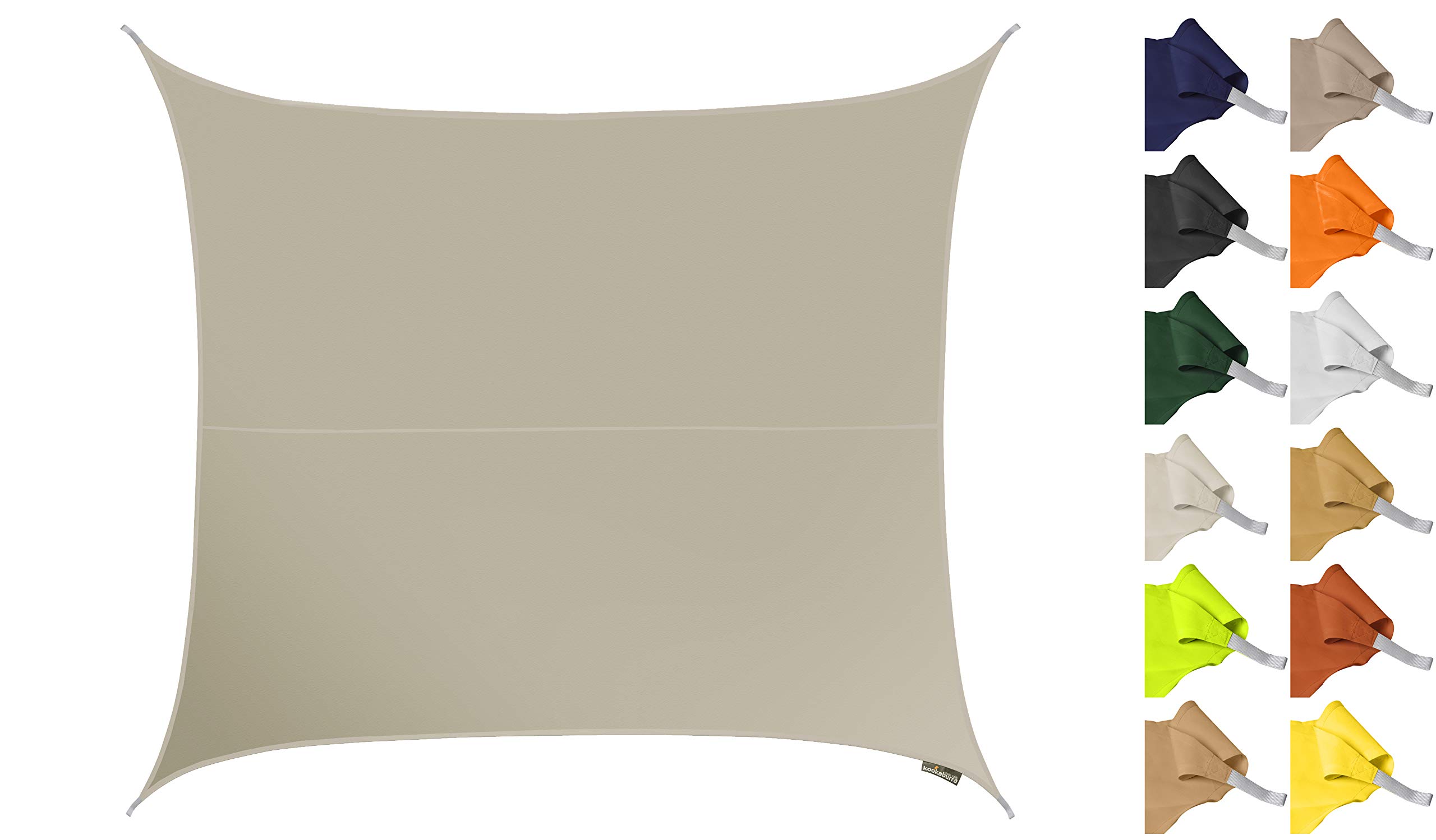 Kookaburra 2m Square Water Resistant Garden Patio Sun Shade Sail Canopy 96.5% UV Block with Free Rope (Mushroom)