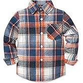 Cromoncent Boys Long Sleeve Flannel Plaid Shirt Button Down Shirts