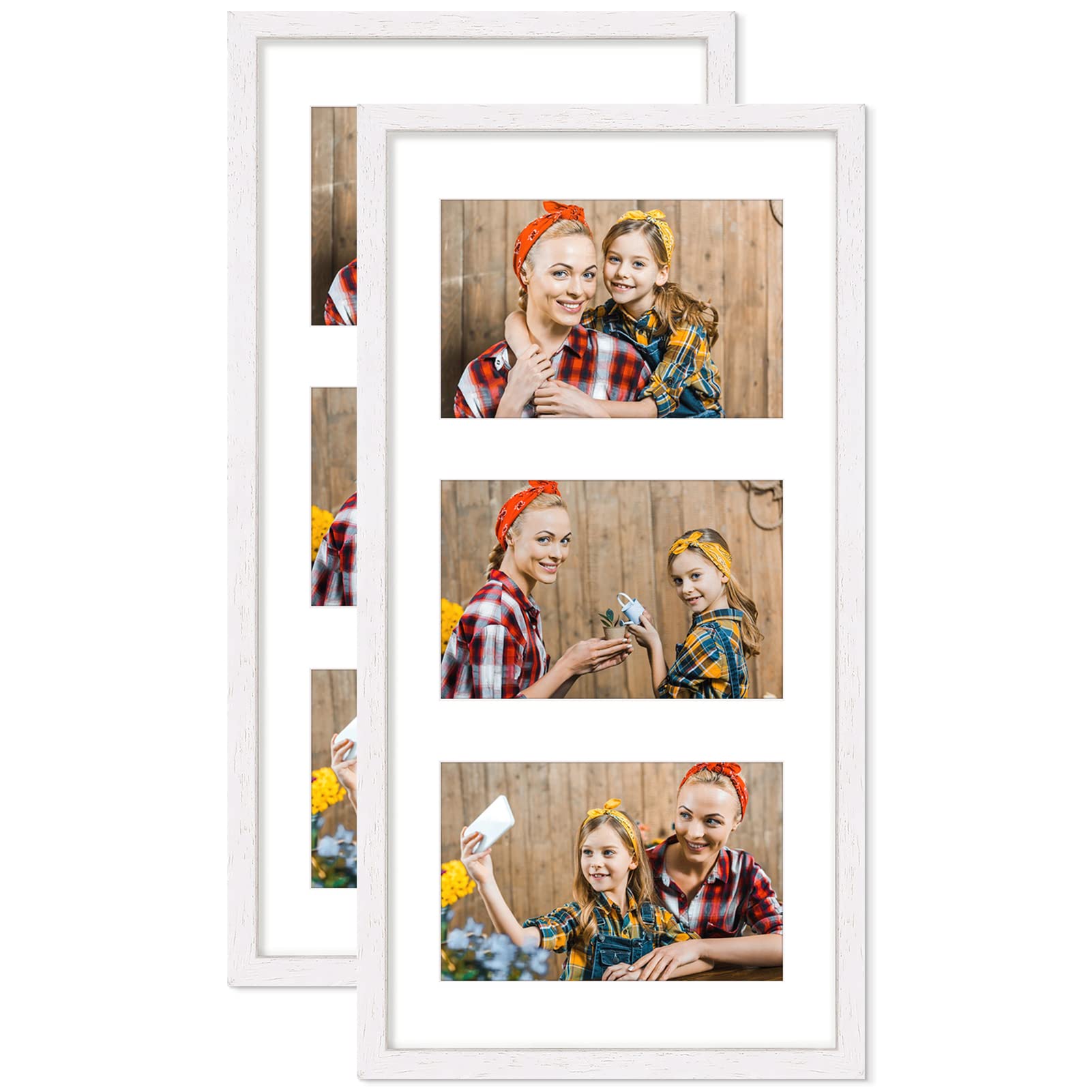 3-4x6 inch Porous Solid Wood Photo Frame,White Certificate Picture Frame,3-10x15cm Images,Set of 2 — image 1