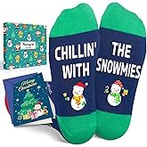 HAPPYPOP Christmas Socks for Kids - Snowman Gingerbread Gnome Deer Gifts, Merry Xmas Cards