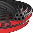 alophoty 34 Ft Car Door Seal Strip Universal Self Adhesive Automotive Weather Stripping Door Seal, Double Layer 5-Hole Car Door Soundproofing Strip, Rubber Seal Strip for Car Truck Door Window