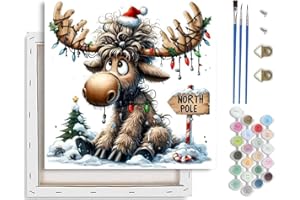 TCDZMYGS Christmas Paint by Numbers Kit for Adults Beginner,Deer Paint by Number Kits with Frame,DIY Acrylic Oil Painting by Numbers for Home Wall Decor 10 x 10 inch