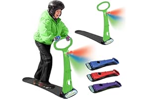 Geospace Winter Fun Ski Skate, Foldable Snow Scooter, Ski Skooter, Snow Sled, and Kids Snowboard with LED Light – Multi-Purpose Portable Sandboard, Snow Skate, and Kids/Teenager Sled for All Ages