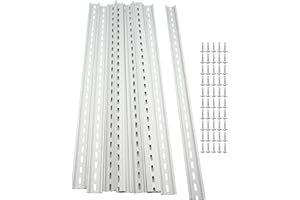 HEVIDUBANA 10 Pieces 19" Aluminum DIN Rails,RoHS Standard Slotted DIN Rail,with Extra Screws for Hardware Components Mounting (19inch)