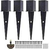 4 Pcs 4"x4" Fence Post Anchor,（Inner Size 3.6"x3.6"） Heavy Duty Fence Post Anchor Ground Spike 22" with Black Powder-Coated Outdoor Support Deck,Fence,Porch,Railing,Mailbox..