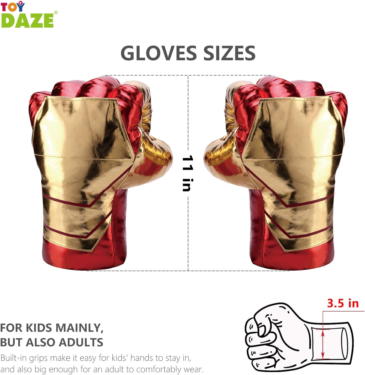 Toydaze Iron Man Hands Ironman Gloves for Kids, Iron Man Fists Soft Plush Stuffed Toys, Accessories to Iron Man Costume, Helmet, Mask, 1 Pair: Toys & Games