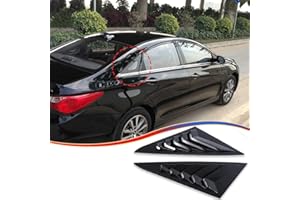 MUXEE 2Pcs Rear Side Window Louvers Air Vent Scoop Shades Cover Blinds Trim for Hyundai Sonata 2011 2012 2013 2014 - ABS Bright Black Sport Interior Accessories