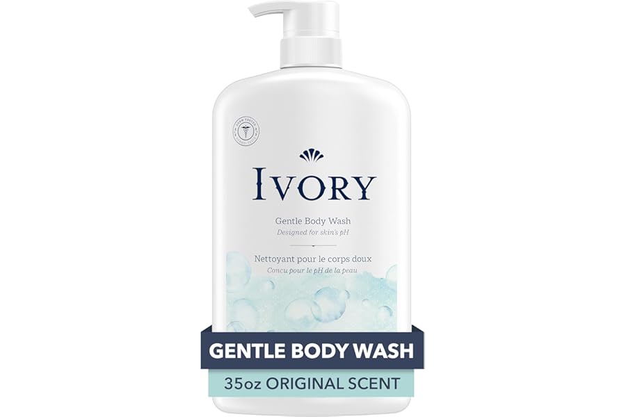 Ivory Body Wash, Designed for the Whole Family, Gentle Formula, Free of Dyes Heavy Perfumes Parabens Phthalates & Silicones, Original Scent, 35 oz