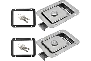 Vkinman 2 Pack Trailer Paddle Door Latch, Stainless Steel RV Truck Tool Box Lock Door Latch Handle with Keys