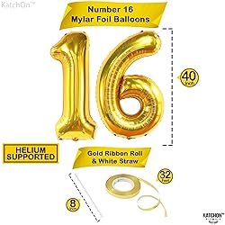 KatchOn, Giant Gold 16 Balloon Numbers - 40 Inch