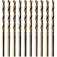 MAXTOOL No.40 10pcs Identical Jobber Length Drills 0.098" HSS M35 Cobalt Twist Drill Bits Wire Gauge Numbered Golden Straight Drills; JBN35G10R40P10