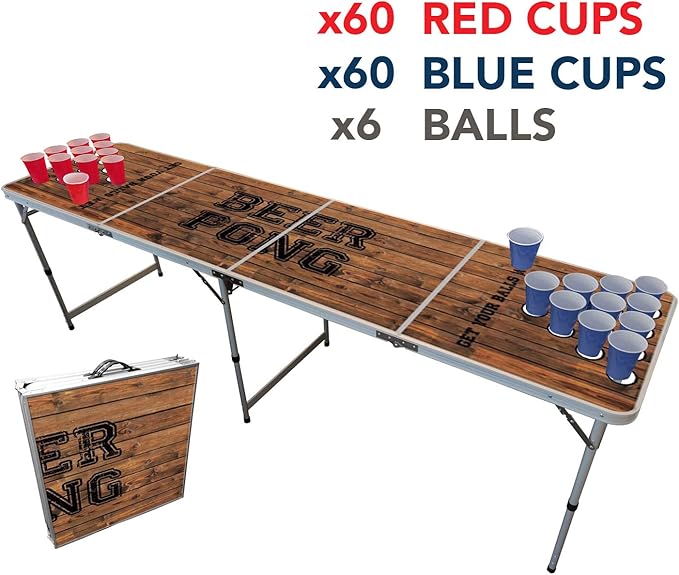 Pack Beer Pong Officiel à Trous 1 Table Beer Pong + 120 Cups (60 Blue
