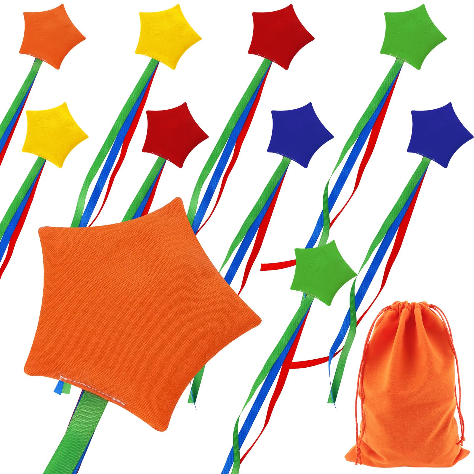 UNIFAMILY Bean Bags Kids Throwing, 10PCS Colorful Star Bean Bags Throwing with 1 Storage Bag, Nylon Small Bean Bags for Throwing Cornhole Toss Game, Party, Carnival Game