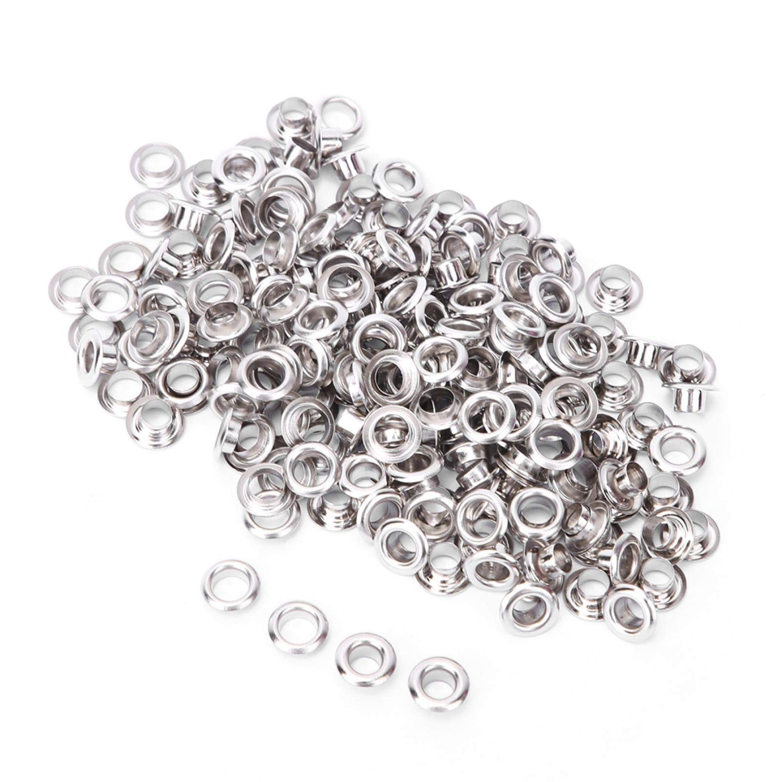 100PCS Grommet Kit Metal Brass Grommets Eyelets with Washer Shoe Clothes Canvas Leather DIY Projects, 4mm Inside Diameter[Silver] Haberdashery