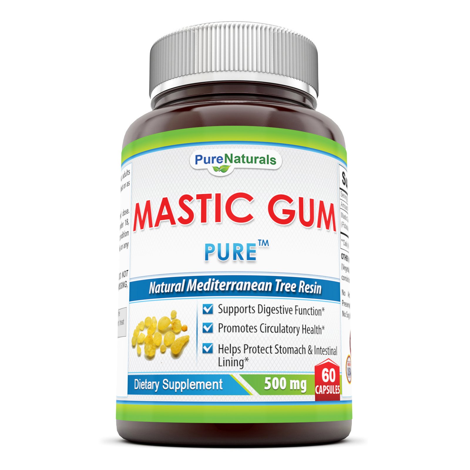 Pure Naturals Mastic Gum Support Digestive And Oral Health 500 Mg, 60