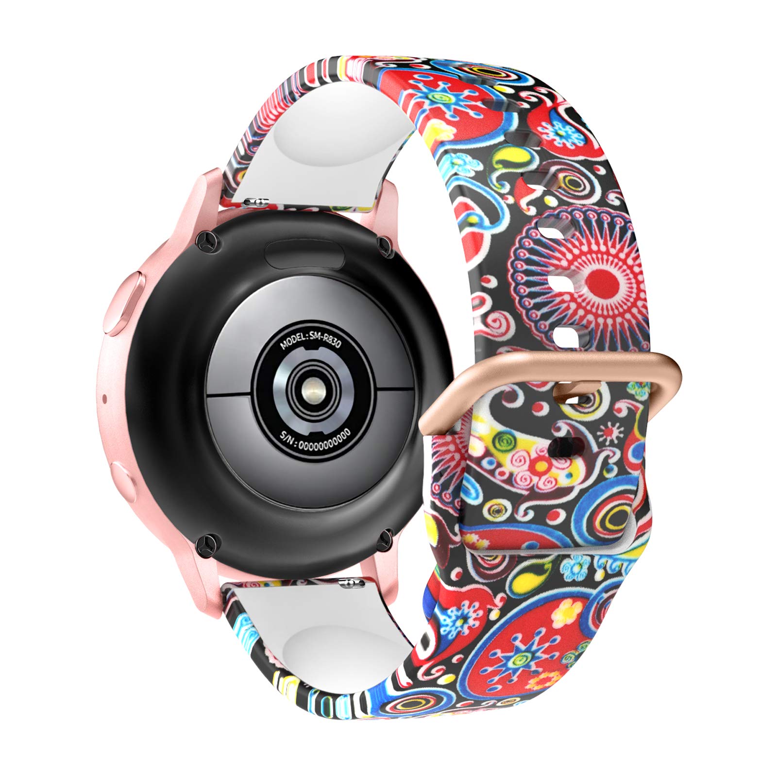 MoKo Print Strap Compatible with Samsung Galaxy Watch 7 FE 6 5 4 Strap 40mm 44mm/6 4 Classic 43mm 47mm 42mm 46mm/5 Pro 45mm/3 41mm/Active 2, 20mm Silicone Printed Pattern Band, Colorful Jellyfish