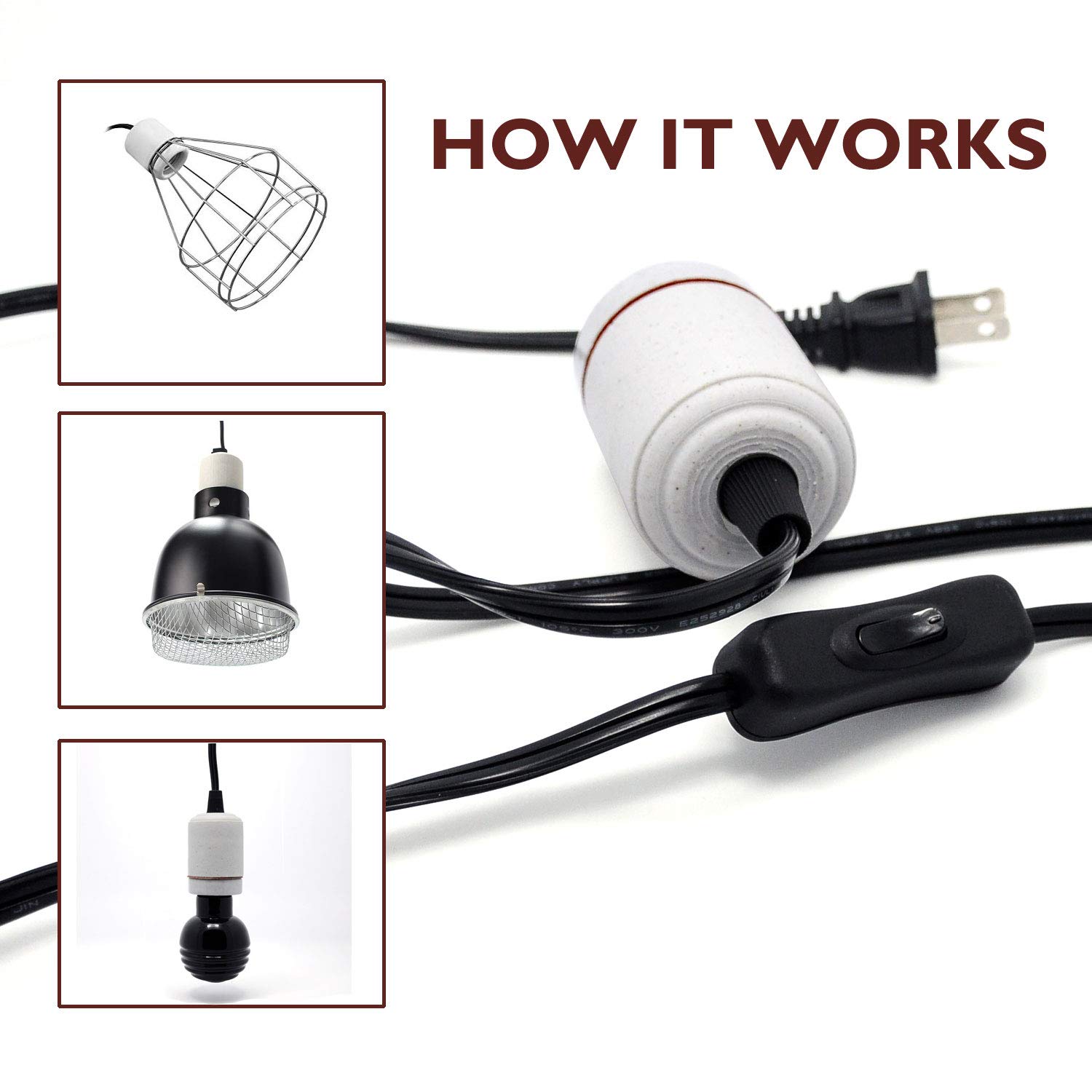 theBlueStone Compact Ceramic Reptile Heat Lamp Holder (Support up to