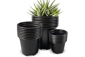RAOOKIF 24pcs 3 4 5 Inch Nursery Pots Variety Pack, Flexible Plastic Plant Pots with Drainage Holes, Round Nursery Pot for Plastic Plants, Black Flower Pots (3+4+5 inch)