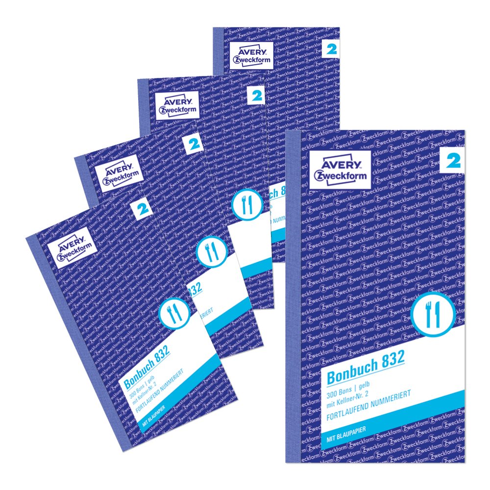 Avery Zweckform 832-5 Voucher Book 105 x 198 mm 300 Vouchers Pack of 5 Yellow