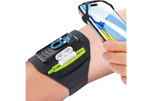 NEWPPON Detachable & 360° Rotatable Running Armband -with Reflective Strap Zipper Pocket & Earphone Bag for iPhone 17 16 15 Pro Max Plus Samsung Galaxy – Workout Exercise Phone Holder with Card Key Slot