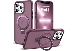 SKYLMW Compatible with iPhone 12 Pro Max Case & iPhone 13 Pro Max Case with Invisible Magnetic O-Ring Stand Case for iPhone 12 & 13 Pro Max 6.7" [Compatible with MagSafe][Great Grip Feeling], Wine Red