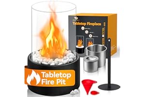 BRIAN & DANY Tabletop Fire Pit, Mini Portable Indoor Fire Pit Tabletop Fireplace, Ethanol Table Top Firepit Bowl Decor Home Patio Balcony Outdoor, Black
