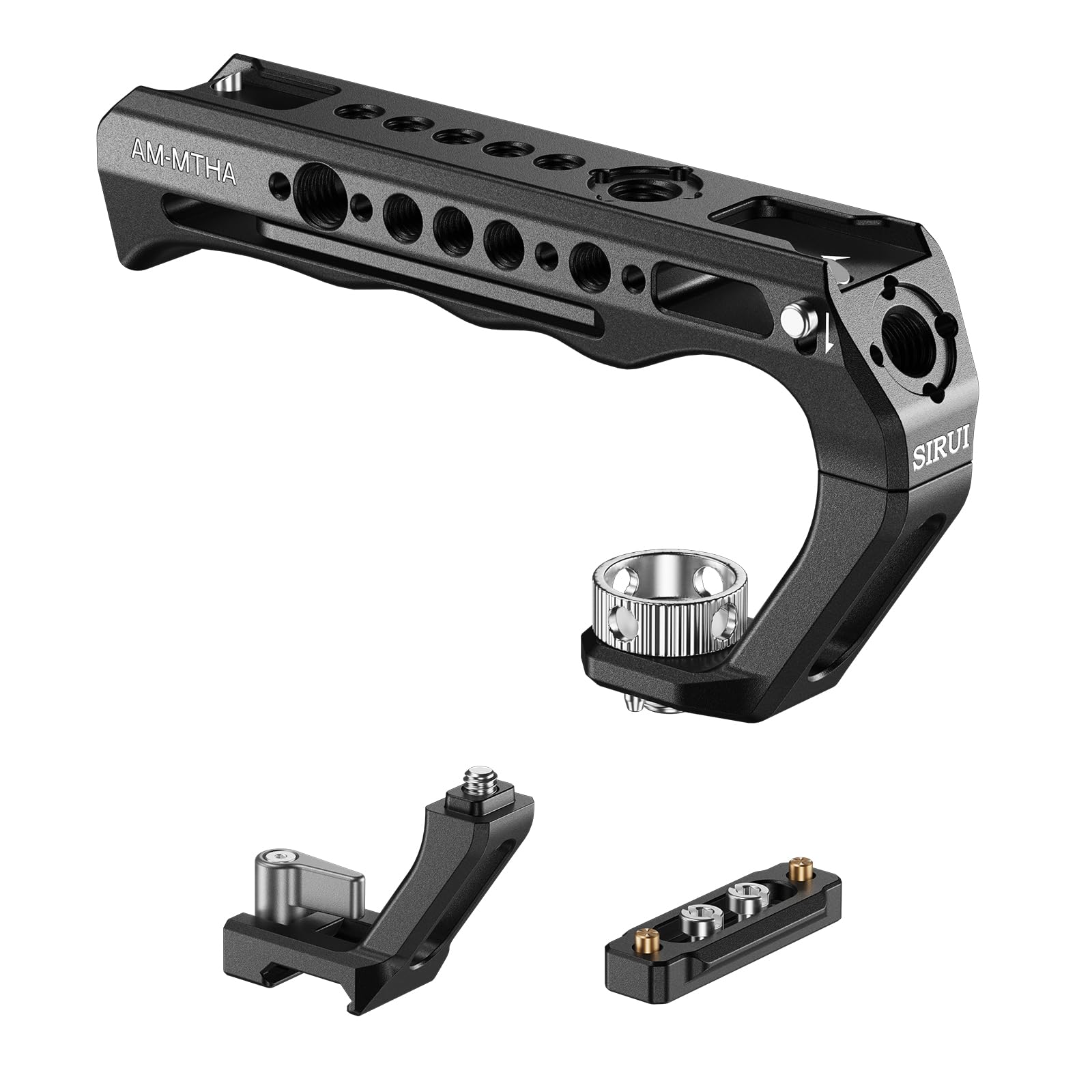 SIRUI Camera Cage Top Handle for ARRI or NATO Mount, Aluminium Camera Cage Handle Grip with Cold Shoe and Safety Pin, Top Handgrip for Camera with Multiple Threaded Holes, AM-MTHA