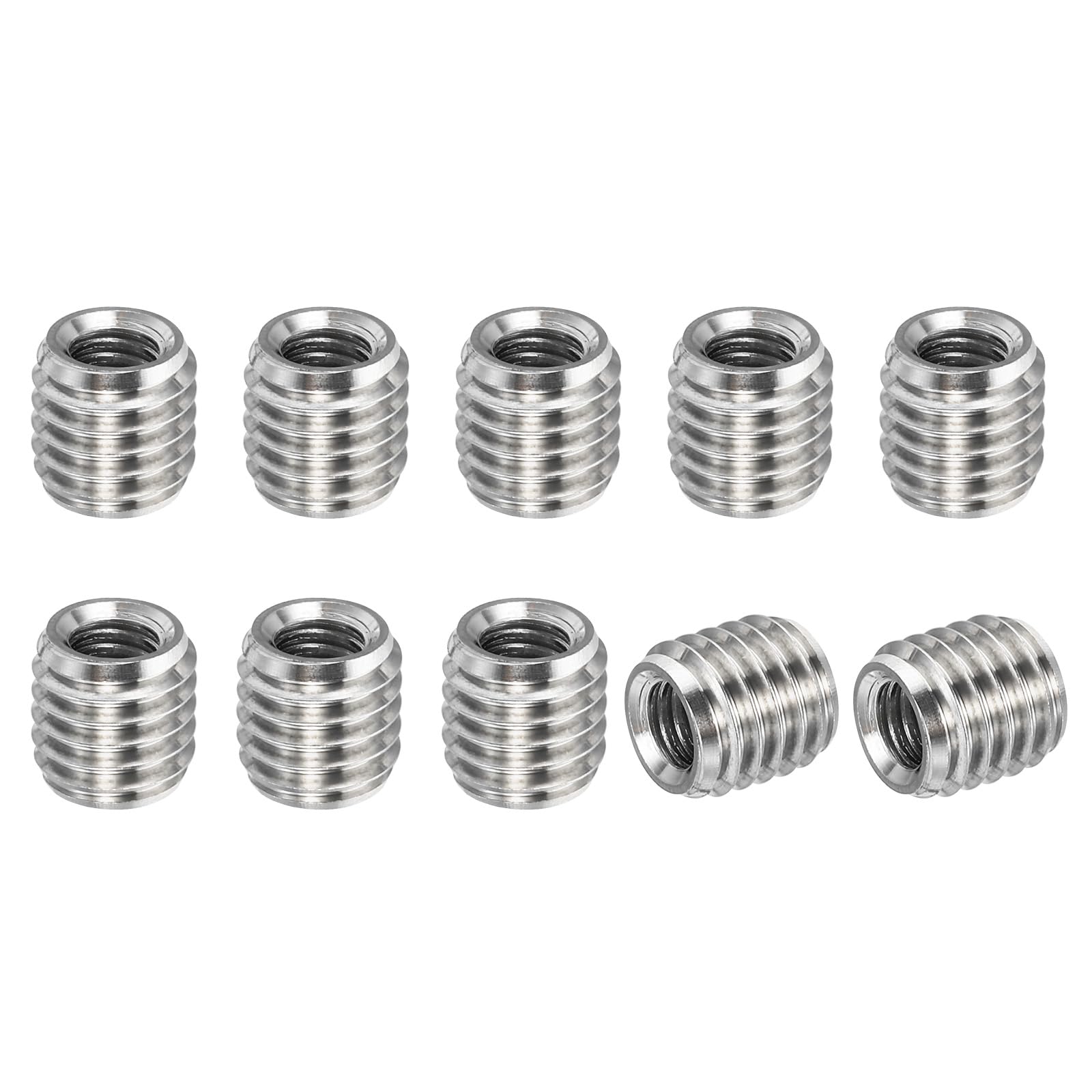 PATIKIL 304 Stainless Steel Thread Adapters Sleeve Reducing Nut, 10 Pcs M10x1.5 Male to M6x1.0 Female Repair Insert Nut Screw Reducer 10mm