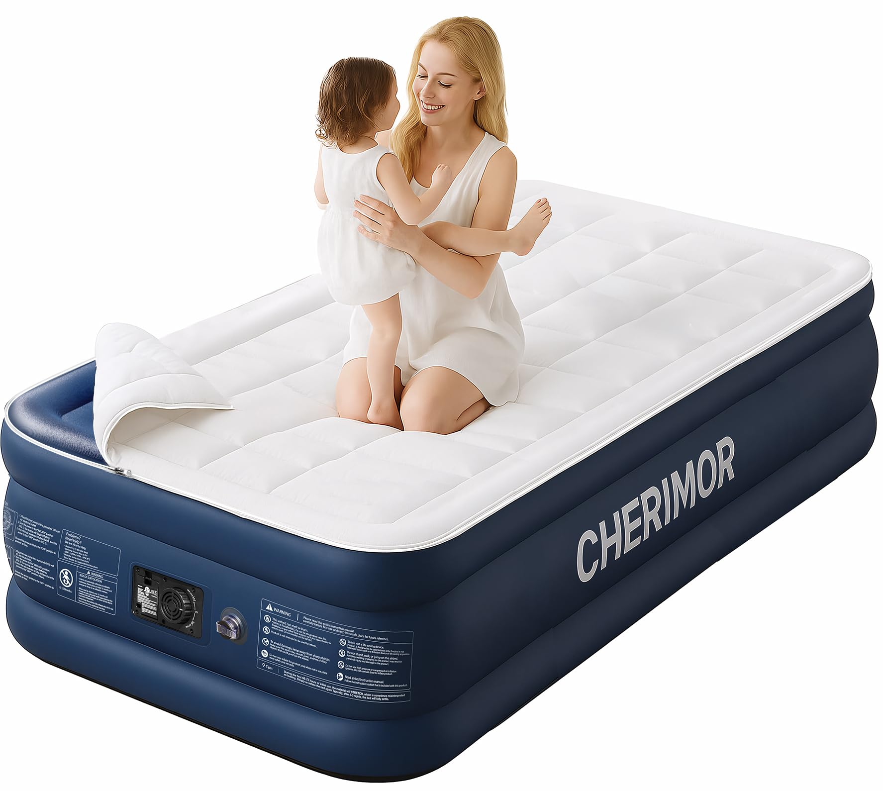 Photo 1 of CHERIMOR Twin XL Air Mattress with Built-in Pump & Luxury Quilted Topper, 80" Length, 20" Height, 2.5 Min Fast Inflation, 500lbs Support, Blow up Mattress with Carry Bag for Guest, Camping & Home