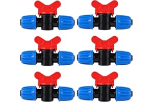 FULAIERGD 1/2 Tubing Drip Irrigation Switch Valve With Locked,Drip Irrigation Fittings For 1/2 Inch Irrigation Tubing(OD 0.620 in.ID is 0.520. in) Valve,(6 Pcs Blue)