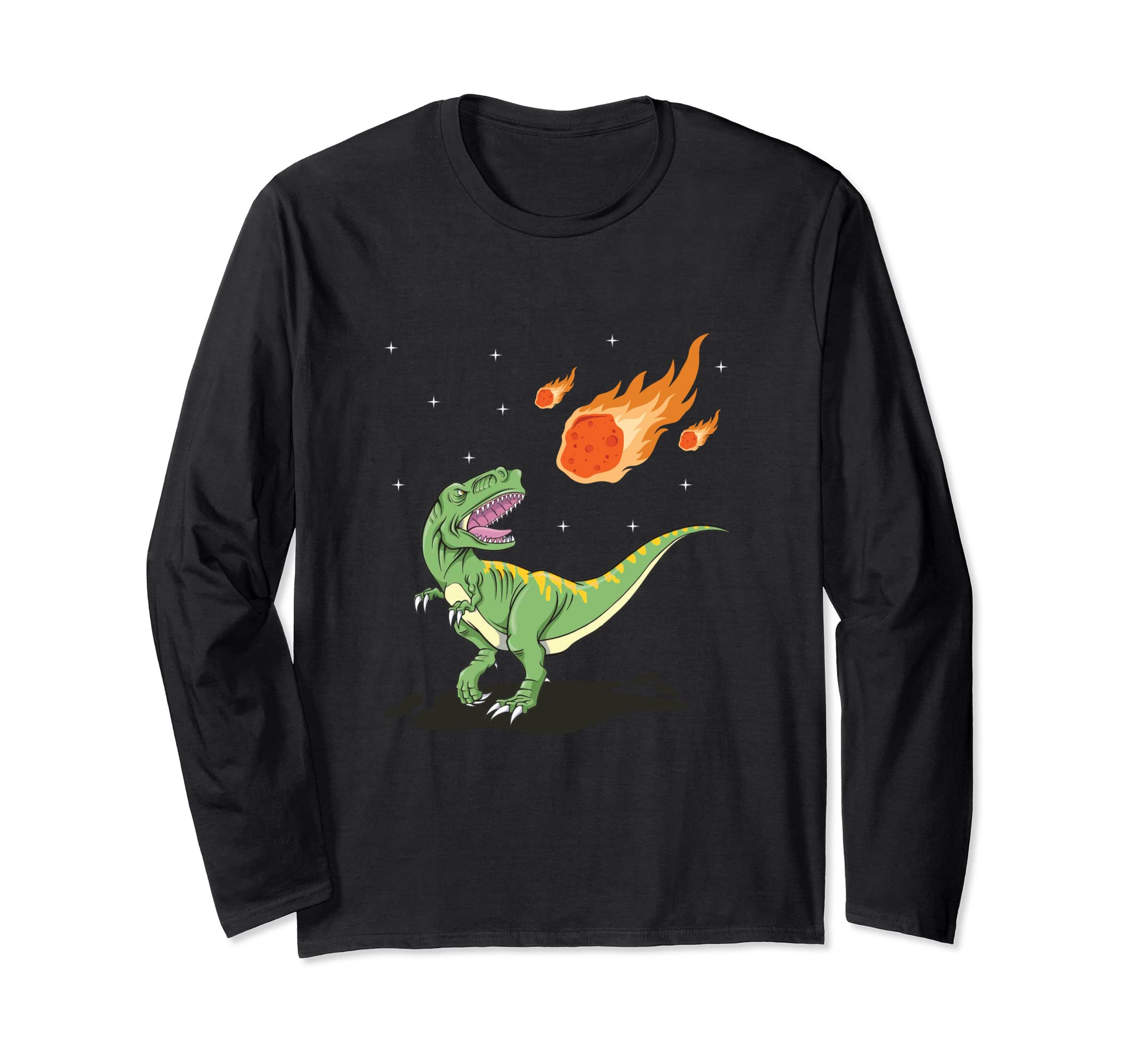Dinosaur Meteorite Comet Meteor Shower Tyrannosaurus Long Sleeve T-Shirt