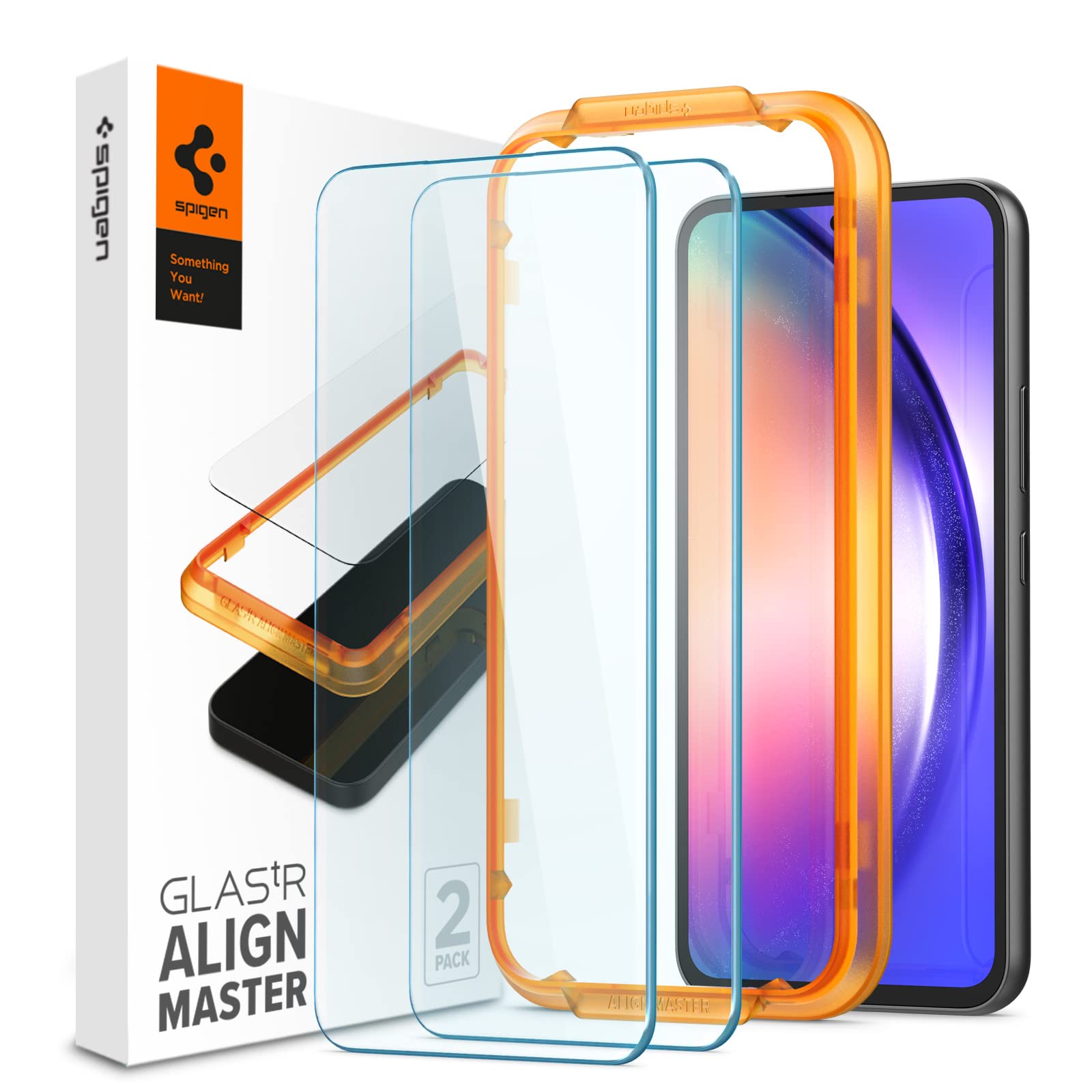 Spigen AlignMaster Tempered Glass Screen Protector Guard for Galaxy A54 (2 Pack)