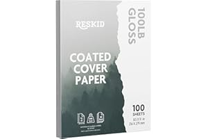 RESKID Double-Sided 100lb Gloss Cover Digital C2S Paper – Perfect for Color Laser Printing, Design Proposals, Flyers, Brochures | 8.5 x 11 | 100lb Gloss Cover | Glossy Coated | 100 Sheets