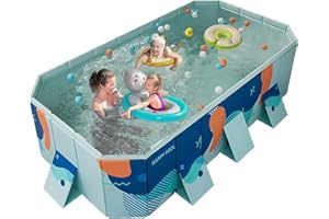 HOUTCLORT Foldable Pool, Non-Inflatable Kids' and Adults' Outdoor Swimming Pool, Hard Plastic Shell Portable Pool, Kid Pool for Backyard Dog Pools (83" x 55" x 21")