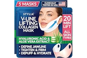 Stylia V-Line Lifting Collagen Face Mask with Hyaluronic Acid & Aloe Vera - Spa Quality Double Chin Strap - Jawline Shaper Co