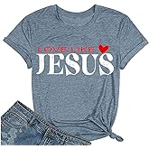 Women Jesus Shirts Funny Christian Letter Print T Shirt Short Sleeve Faith Shirt Graphic Tee Tops