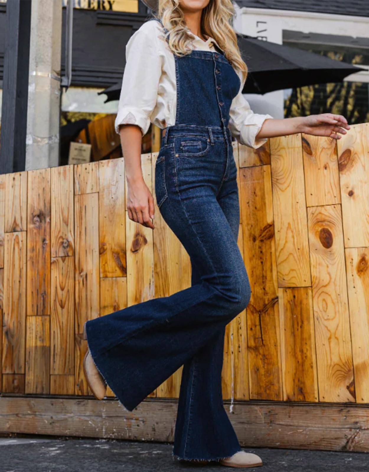 LONGBIDA Skinny Ripped Jeans Denim Jumpsuit