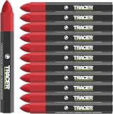 Tracer Construction Lumber Crayon Markers 12 Red Multi Surface Marking Waxy Tip