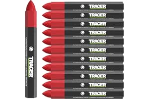 TRACER Construction Lumber Crayon Markers, Pack of 12- Red. 12 x Red Multi Surface Marking Crayons