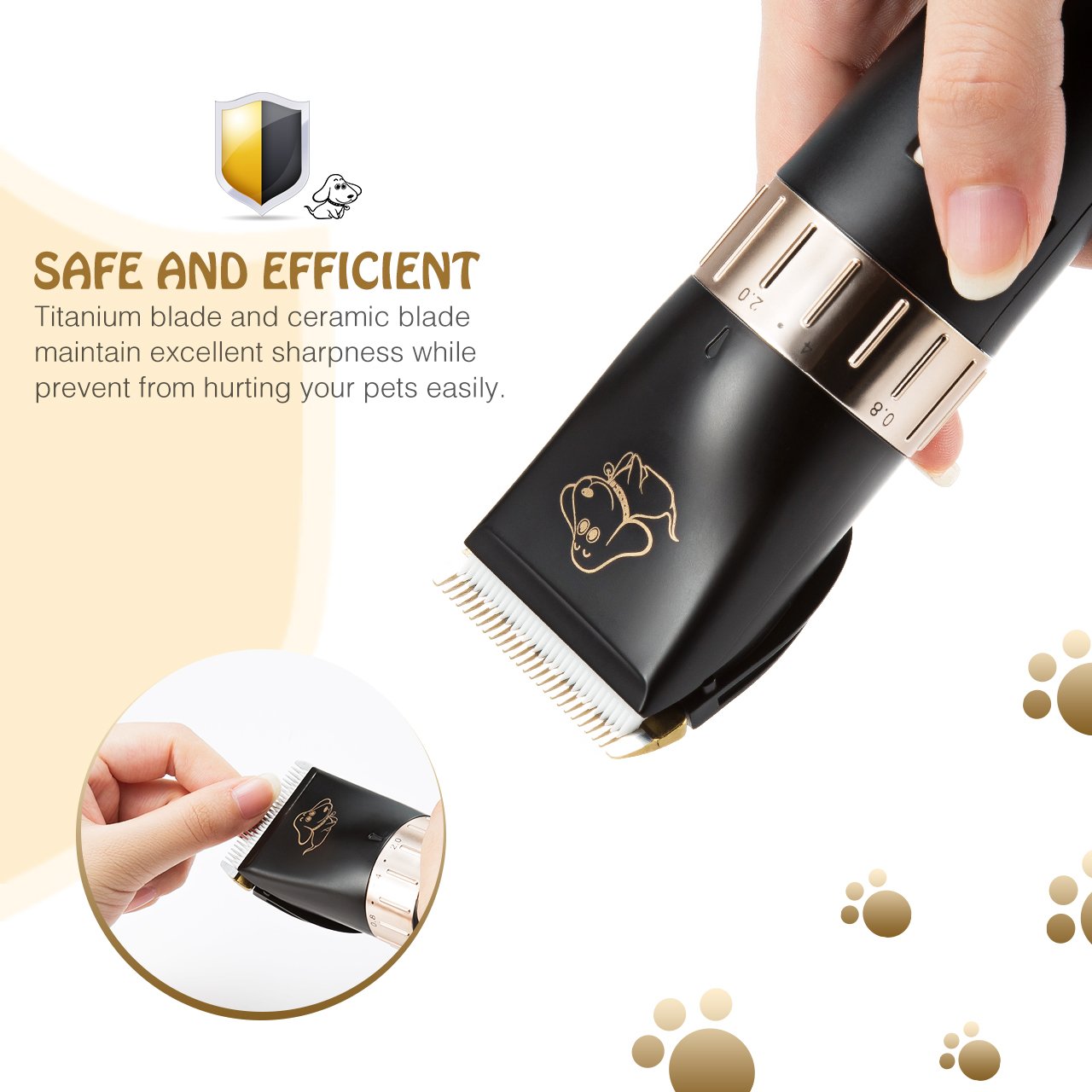 OMORC Professional Dog Clippers for Thick Coats, Quite Electric Pet