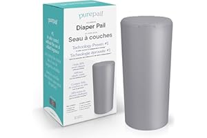 PUREPAIL Classic Diaper Pail – Slate, Blocks Odors with No Added Fragrance, Holds 20% More Diapers & Generates Less Waste, No Cutting, No Canisters, Includes 1 Pail + 2 Refill Bags + 1 Charcoal Filter