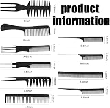 plastific 10pk Professional Hair Comb Set Barber Styling Cutting Detangling view 6