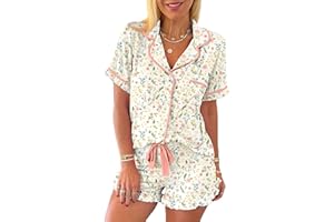 KevaMolly Womens Christmas Lounge Sets Candy Cane Print Pocketed Knotted PJ Set Short Sleeve Xmas Top and Shorts