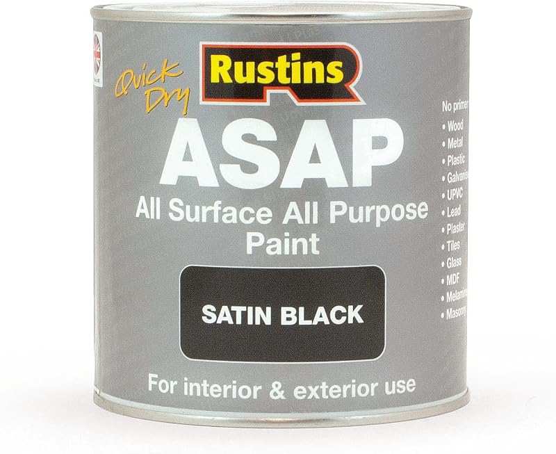 Rustins Black Decorative Paint 1 Litre Quick Dry Wood Metal Low Odour Eco