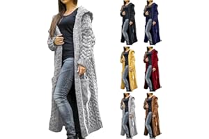 jxsoyen Black of Friday Long Cardigan Sweaters for Women Coats Cable Knit Casual Open Front Long Sleeve Sweater with Pockets