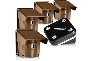 Guardline 500 Foot Range Wireless Driveway Alarm [4 Motion Detector Alarm Sensors & 1 Receiver] Weatherproof Outdoor Security Alert System for Home & Property
